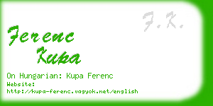 ferenc kupa business card